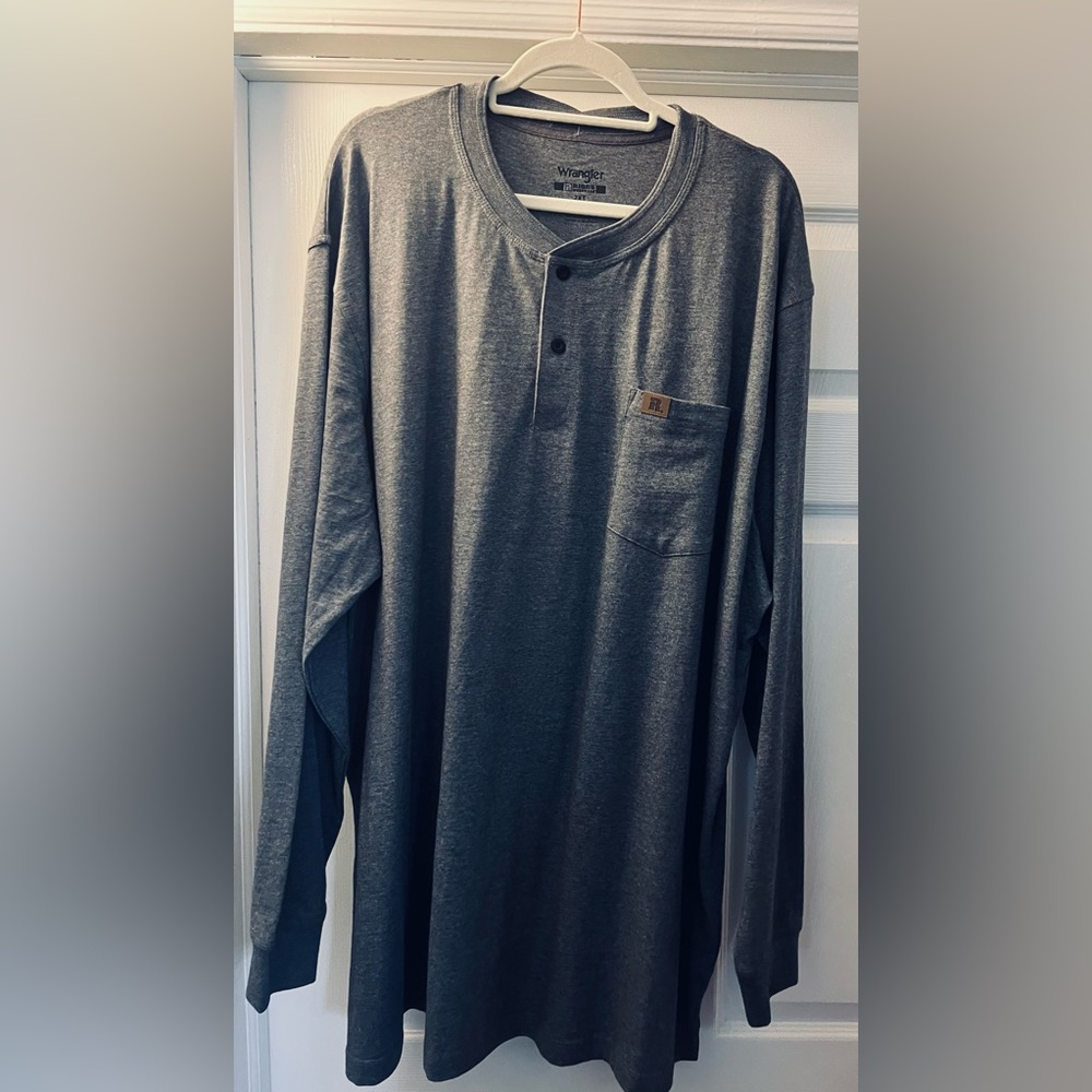 Wrangler Dark Gray Long Sleeve Henley Shirt